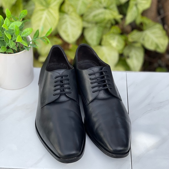 HUGO BOSS Highline Derby Oxford Dress Shoes BLACK LEATHER SIZE 8.5 - Picture 11 of 15